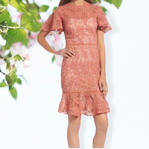 SALMON color Lace Dress